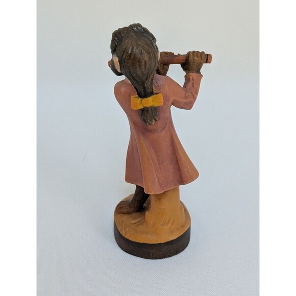 OTCO Designer Woodcarvings Hand Carved Man Playing Flute Figurine 4.5" - Picture 3 of 4